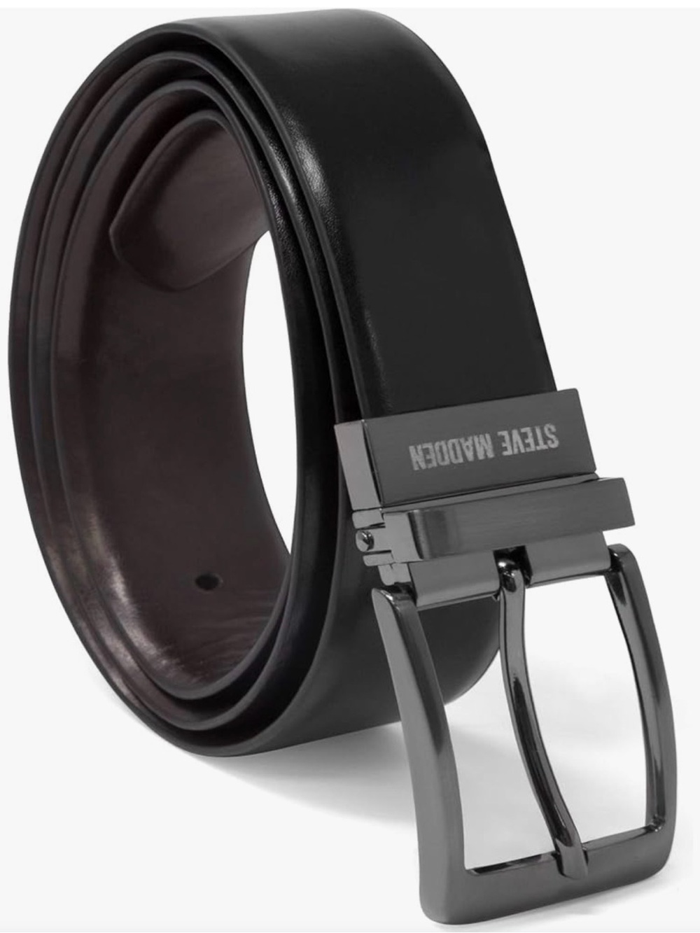 Steve Madden Men’s Size 32 Black/Brown Reversible Leather Belt